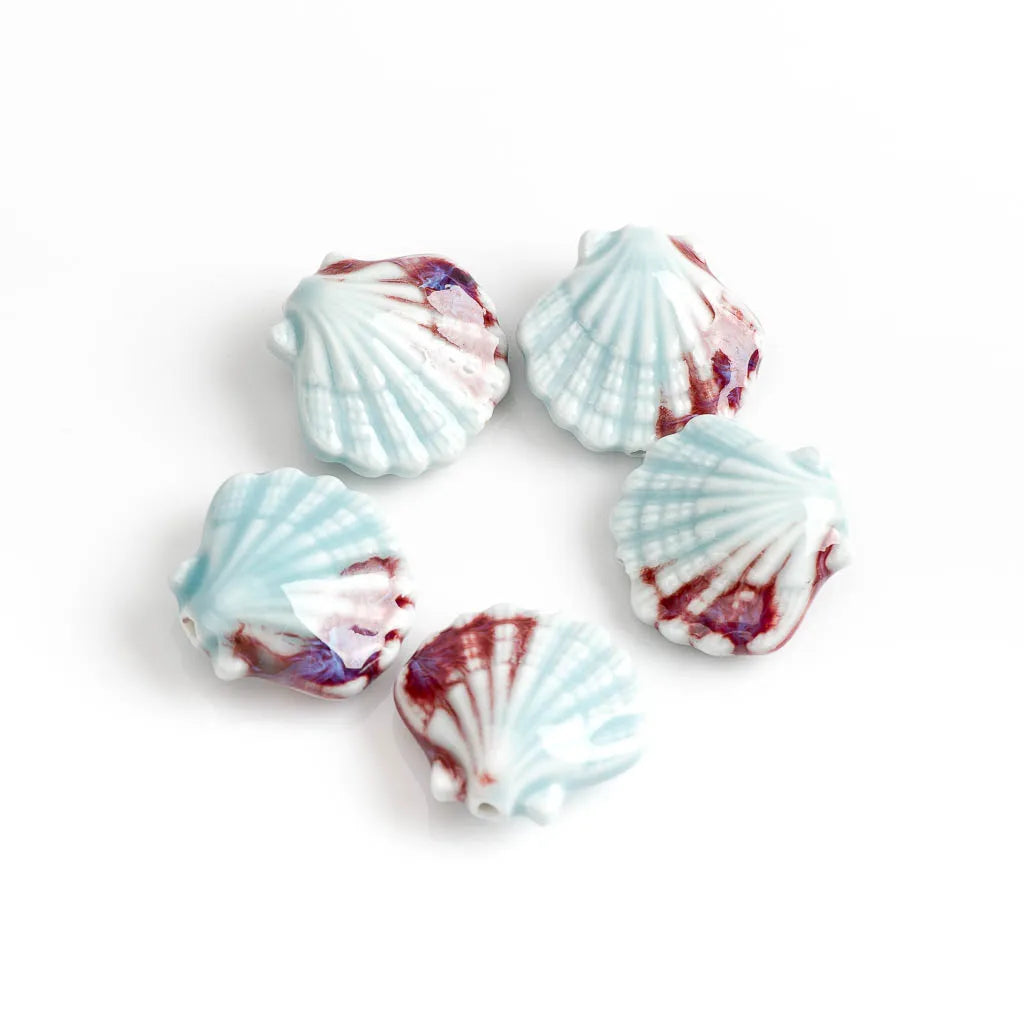 5pcs Colorful Scallop Ceramic Pendant for Necklace #MY206