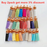38mm Leather Tassel Pendant Silver Cap Earrings Fringe Charms Keychain