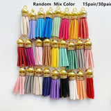38mm Leather Tassel Pendant Silver Cap Earrings Fringe Charms Keychain