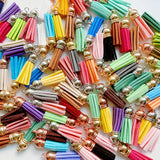 38mm Leather Tassel Pendant Silver Cap Earrings Fringe Charms Keychain
