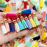 38mm Leather Tassel Pendant Silver Cap Earrings Fringe Charms Keychain