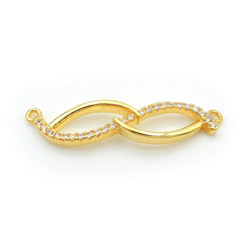 Micro Pave Clear CZ Eight Charm Double Circle for Necklaces Jewelry
