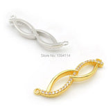 Micro Pave Clear CZ Eight Charm Double Circle for Necklaces Jewelry
