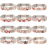 Christmas Stainless Steel Mesh Bracelet with Santa Claus Snowman Charm