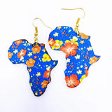 African Map Drop Earrings Women Wooden Asymmetrical Earring
