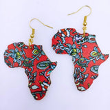 African Map Drop Earrings Women Wooden Asymmetrical Earring
