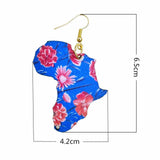 African Map Drop Earrings Women Wooden Asymmetrical Earring