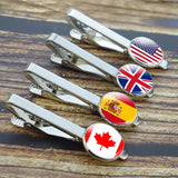 30 Countries Flag Tie Clips Men Necktie Clip Pins Wedding Suit Accessories