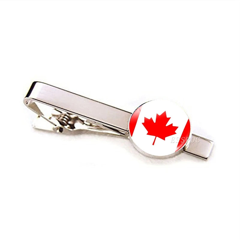 30 Countries Flag Tie Clips Men Necktie Clip Pins Wedding Suit Accessories