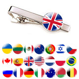 30 Countries Flag Tie Clips Men Necktie Clip Pins Wedding Suit Accessories
