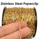 30 Ft Stainless Steel PaperClip Chain for Necklace Jewelry Making