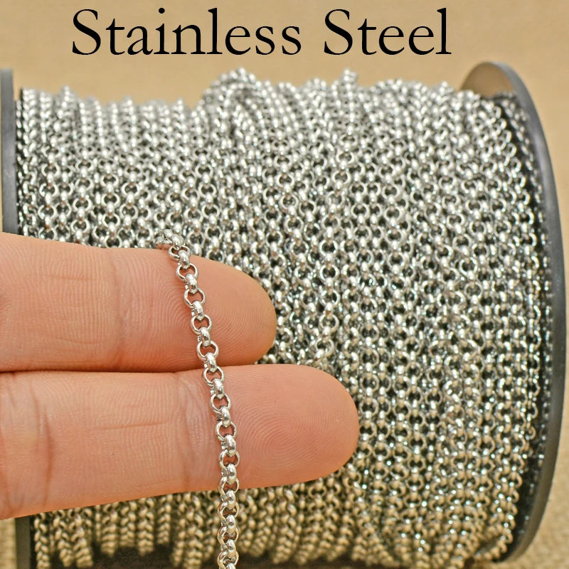 Stainless Steel Chain Bulk Rolo by the Yard for Jewelry Making
