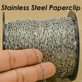 30ft Stainless Steel Paperclip Chain Silver Rectangle Link Bulk Chain
