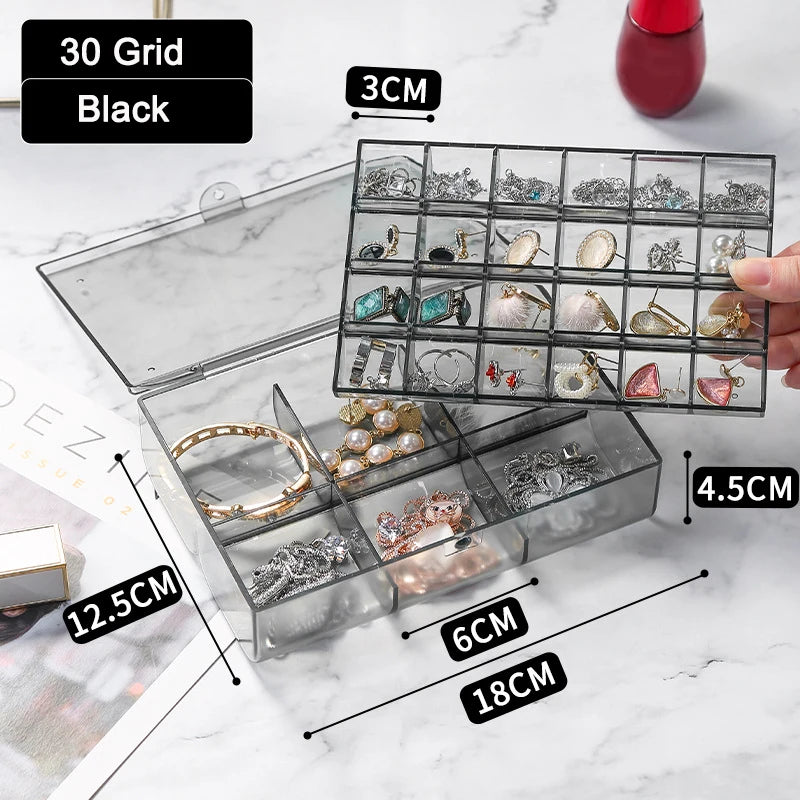 30 Grid 2 Layer Jewelry Storage Box Brown