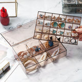 30 Grid 2 Layer Jewelry Storage Box Brown