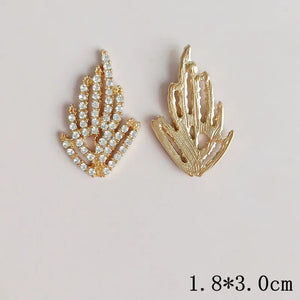 30PCS 18*30mm Metal Alloy KC Crystal Rhinestone Branches DIY Jewelry Making