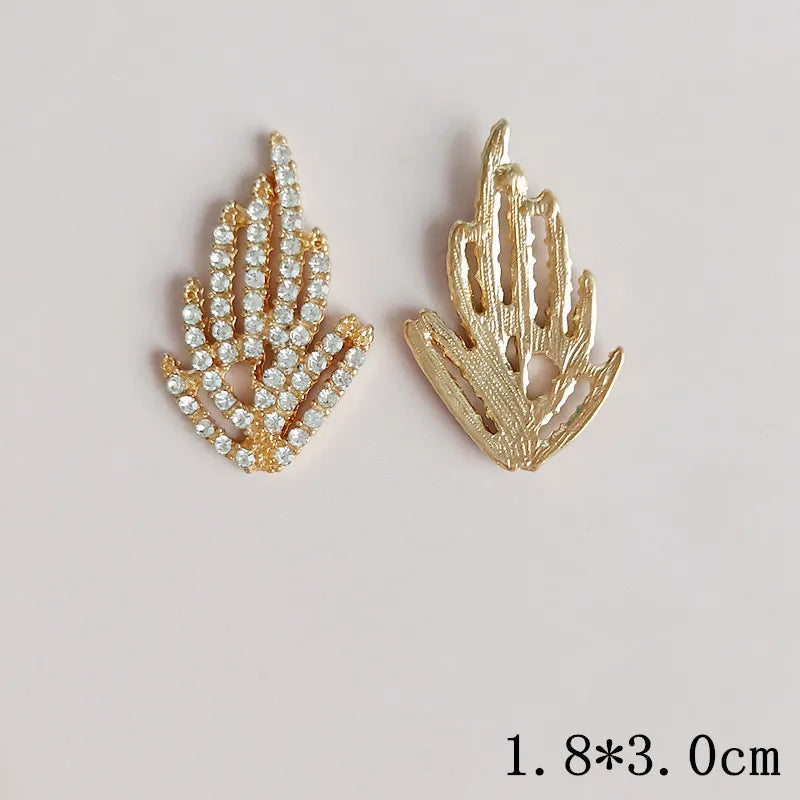 30PCS 18*30mm Metal Alloy KC Crystal Rhinestone Branches DIY Jewelry Making