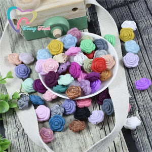 30 PCS 20 MM Silicone Mini Rose Baby Chewing Beads Food Necklace Teether