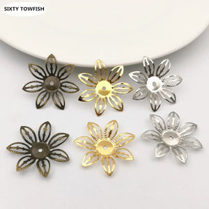 30 PCS 27mm K Metal Filigree Flowers Charms for Jewelry Making