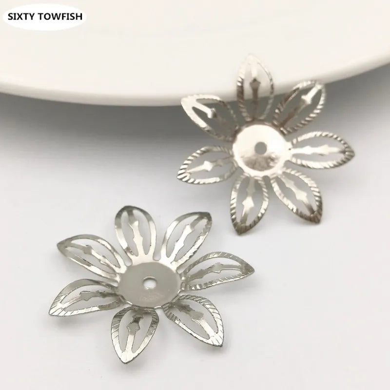 30 PCS 27mm K Metal Filigree Flowers Charms for Jewelry Making