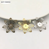 30 PCS 27mm K Metal Filigree Flowers Charms for Jewelry Making