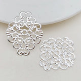 30 PCS 36*30mm Metal Filigree Flowers Slice Charms Base DIY Jewelry Making