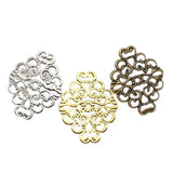 30 PCS 36*30mm Metal Filigree Flowers Slice Charms Base DIY Jewelry Making