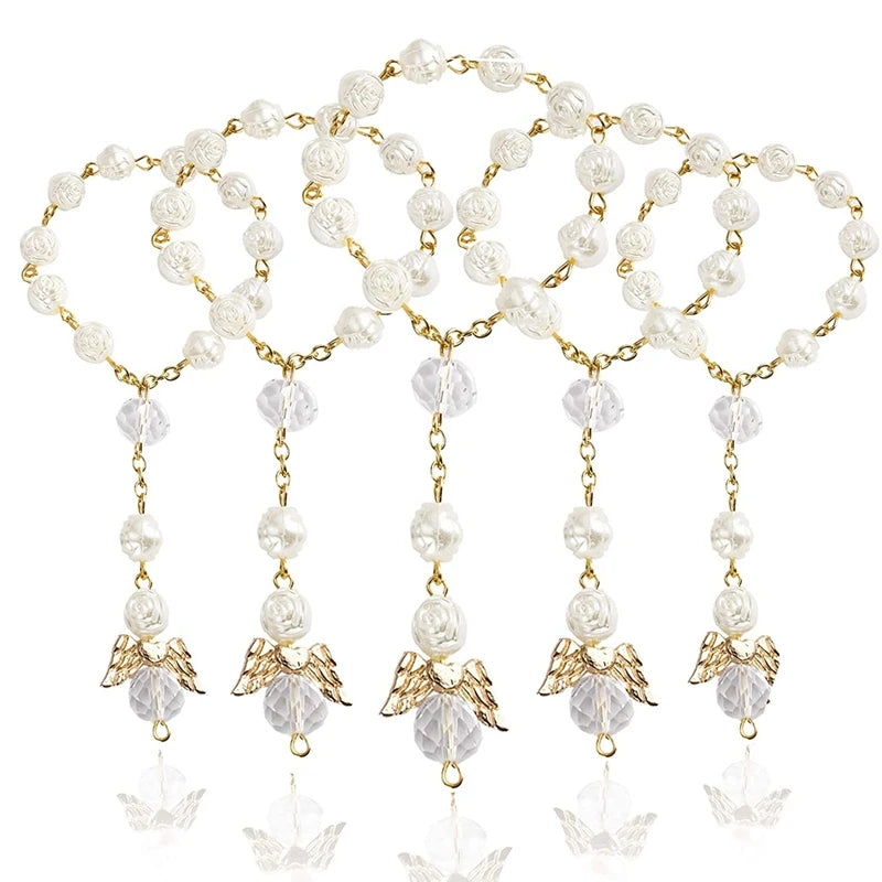 30 PCS Baptism Rosary Acrylic Beads Mini Rosaries Angel