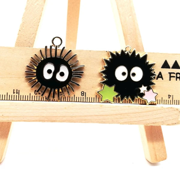 30 PCS Cartoon Anime Black Ball Charm Necklace/Bracelet Pendants