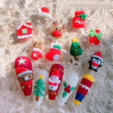 30 PCS Christmas Nail Art Earrings Resin 3D Cartoon Decorations