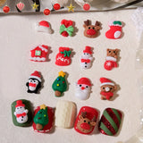 30 PCS Christmas Nail Art Earrings Resin 3D Cartoon Decorations