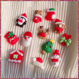 30 PCS Christmas Nail Art Earrings Resin 3D Cartoon Decorations