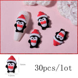 30 PCS Christmas Nail Art Earrings Resin 3D Cartoon Decorations