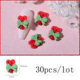 30 PCS Christmas Nail Art Earrings Resin 3D Cartoon Decorations