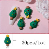 30 PCS Christmas Nail Art Earrings Resin 3D Cartoon Decorations