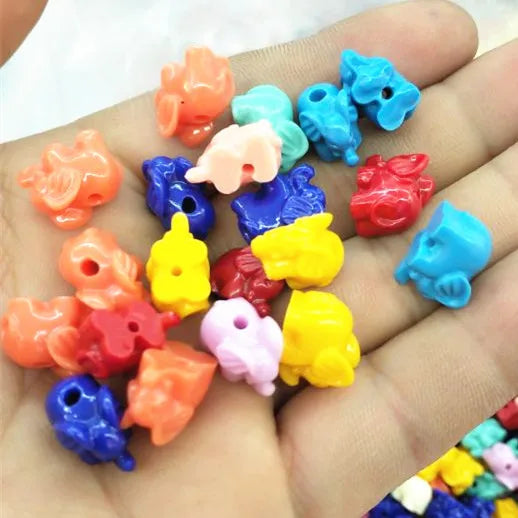 30 PCS Elephant Clay Beads Mixed Colors 9x14mm Jewelry Components DIY Findings