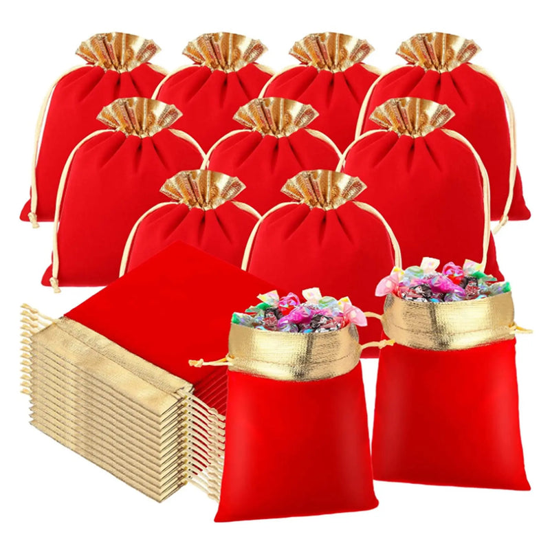 30 PCS Drawstring Bags with Pouches for Wedding Favor Storage (Red)