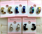 30 Pairs Zircon Stainless Steel Hoop Earring With CZ Men's Ear Jewelry