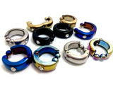 30 Pairs Zircon Stainless Steel Hoop Earring With CZ Men's Ear Jewelry