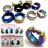 30 Pairs Zircon Stainless Steel Hoop Earring With CZ Men's Ear Jewelry
