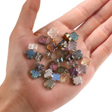 30 Pcs 10mm Glass Petal Flower Charms Cross Pendants Lucky Clover Beads
