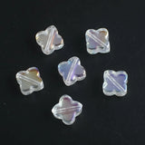 30 Pcs 10mm Glass Petal Flower Charms Cross Pendants Lucky Clover Beads