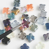 30 Pcs 10mm Glass Petal Flower Charms Cross Pendants Lucky Clover Beads