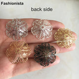 30 Pcs - 28mm Filigree Flower Brass Bead Caps, Metal Filigree Jewelry Supplies
