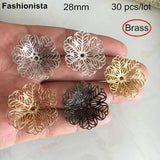 30 Pcs - 28mm Filigree Flower Brass Bead Caps, Metal Filigree Jewelry Supplies