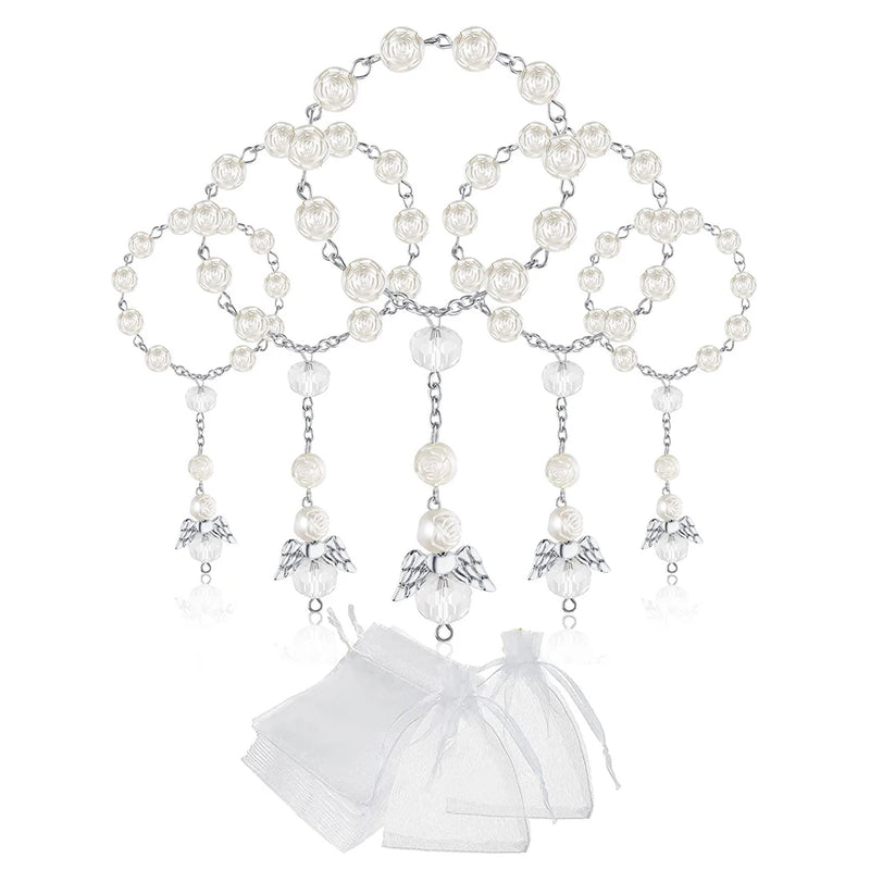 30 Pcs Baptism Rosary Beads Mini Rosaries Angel w/ Organza Bags