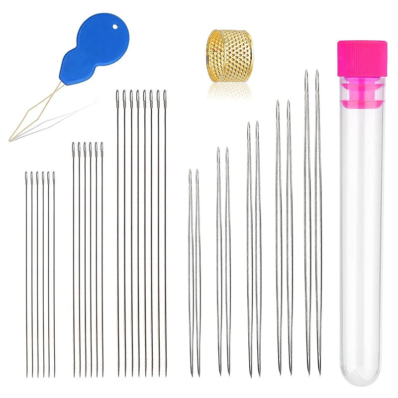 30 Pcs Beading Needles Set with Big Eye and Straight Needles for Easy Threading