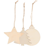 30 Pcs Christmas Wood Pendant Wooden Craft Xmas Tree Ornament Boxwood Decor