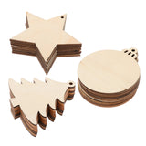 30 Pcs Christmas Wood Pendant Wooden Craft Xmas Tree Ornament Boxwood Decor