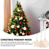 30 Pcs Christmas Wood Pendant Wooden Craft Xmas Tree Ornament Boxwood Decor